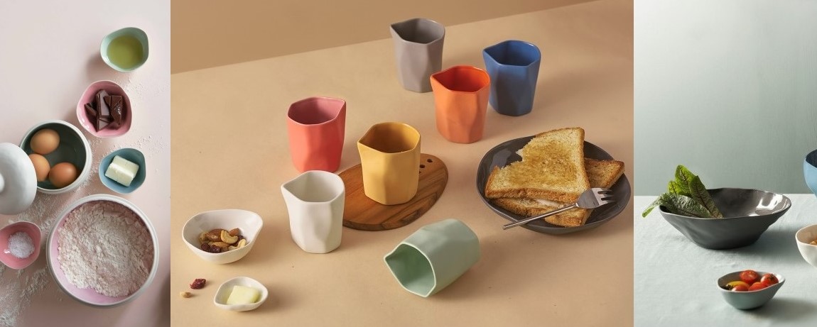Bộ gốm sứ theo phong cách tối giản hiện đại rực rỡ sắc màu.